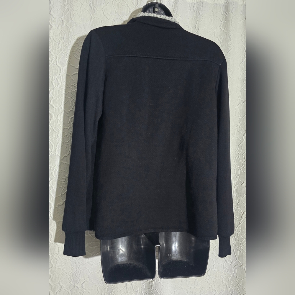 Avia S(4-6) Sherpa Fleece Lined Black Sweatshirt Jacket Black w/ Gray Lining - Picture 2 of 5